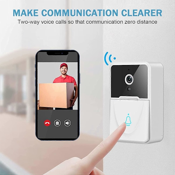 Smart Trådløs Fjernbetjent Video Dørklokke, Smart Video Dørklokke Home Intercom HD Nattesyn WiFi Smart Auto Lagring Sikkerhedsdør Dørklokke Kan Tovejs Opkald