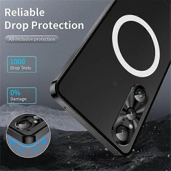 Magic Shield Magnetic Series Compatible with Sony Xperia 1 VI Case Metal+TPU Phone Case with Lens Protector Black