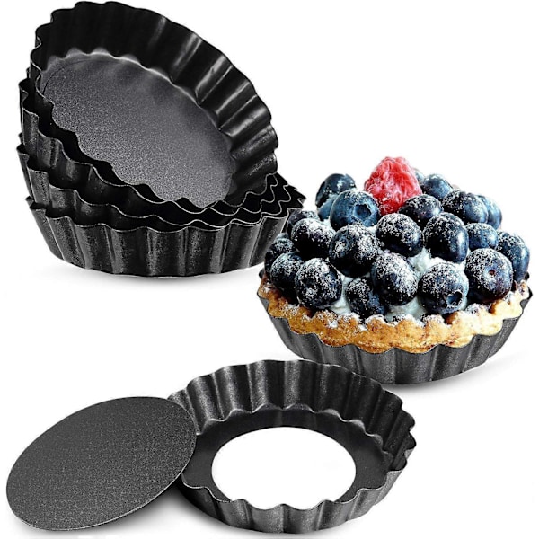 10 Stycken 10 cm Mini Tartform med Löstagbar Botten, Nonstick Quicheform för Bakning av Pajer