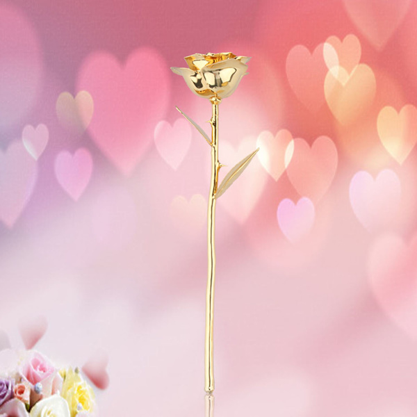 Guldrosa Premium lång stjälk gulddoppad äkta rosenblomma Mors dag födelsedagspresent