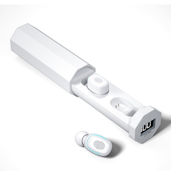 Trådløse Bluetooth-ørepropper med stabil tilkobling, støyreduksjon, håndfri samtale, TWS-sportsørepropper, hvite