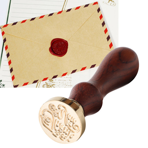 Europeisk trehåndtak Antik Retro Bryllupsinvitasjon Hilsen Voksforseglingsstempel #2