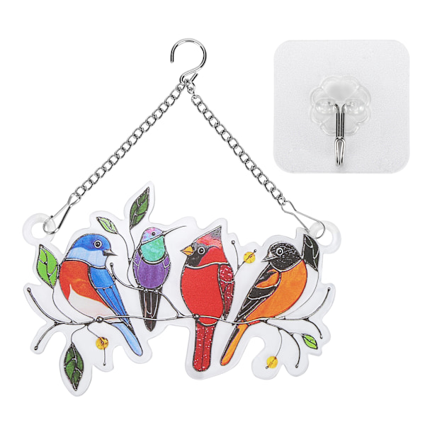 Birds Stained Window Hangings Multicolor Birds Shape Hanging Ornaments for Windows Door