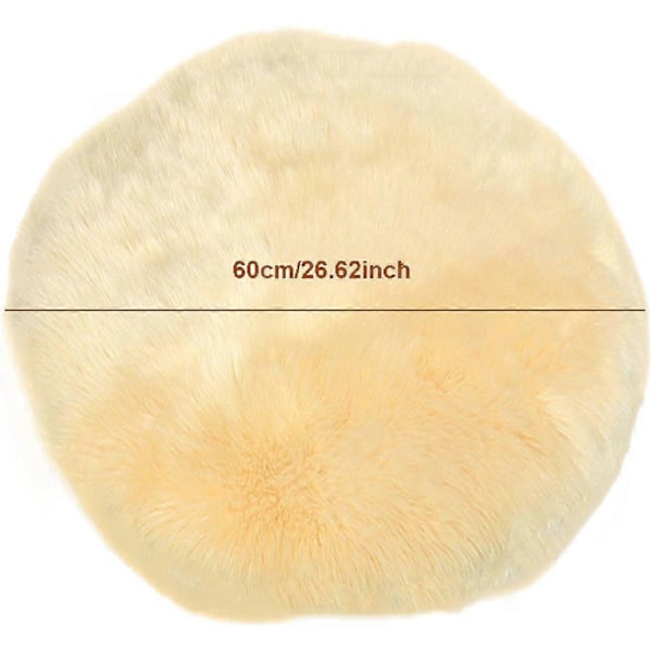 Supermykt, rundt og fluffy shaggy teppe i imitert saueskinnspels for soverom, stue, barnerom