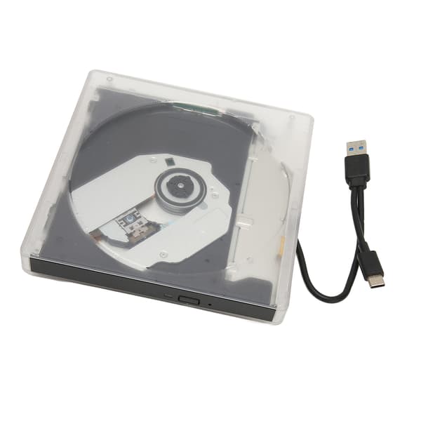 Extern DVD-enhet Typ C USB 3.0 Transparent Plug and Play Lågbrusig DVD-brännare för bärbar dator stationär dator