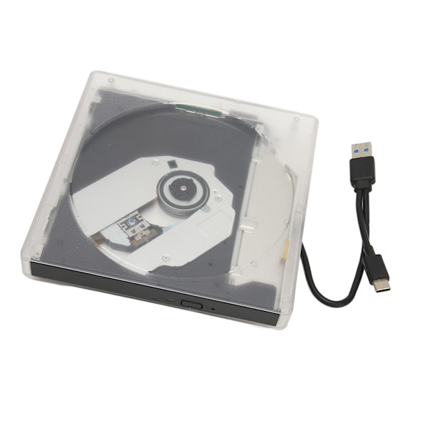 Ulkoinen DVD-asema Type C USB 3.0 Läpinäkyvä Plug and Play Hiljainen DVD-poltin kannettavaan tietokoneeseen