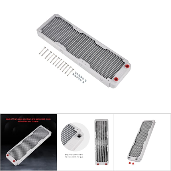 Aluminiumradiator värmeavledare dator vattenkylning vätskevärmeväxlare vit (360mm)