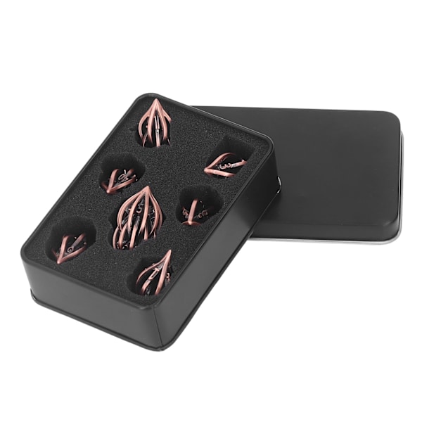 7-osainen ontto metalli noppasetti Retro Exquisite Polyhedral Dice Roolipelaaminen Pöytäpeli Tarvikkeet Lahja Punainen Kupari