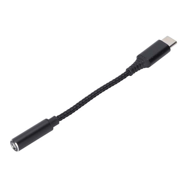 USB-C til 3,5 mm hodetelefonkontakt Adapter Type C Hodetelefonadapter Aux Audio Nylon Flettet Kabel Svart