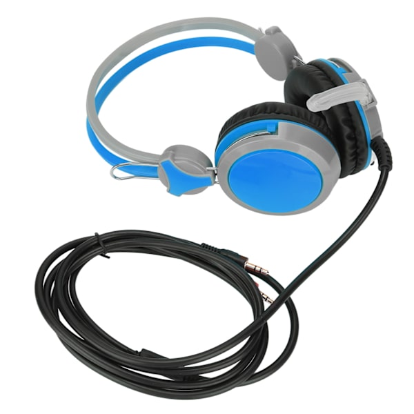 Gaming Headset med støydemping, stereo, ergonomisk, kablet dataspillhodetelefon med mikrofon for PC, blå