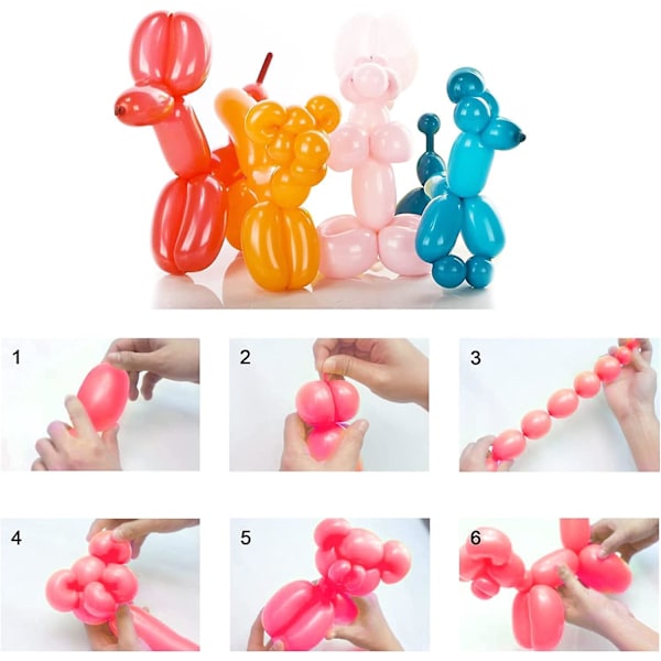 Långa Ballonger Set - 200 st med Pump | Vridbara Djurmagiska Ballonger, Tjock Latex | Blandade Färger för Födelsedag