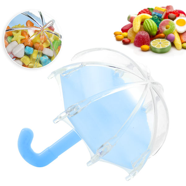 24 stk. innovativ paraplyformet plastgodteriboksbeholder for bryllup baby bursdagsfest lyseblå