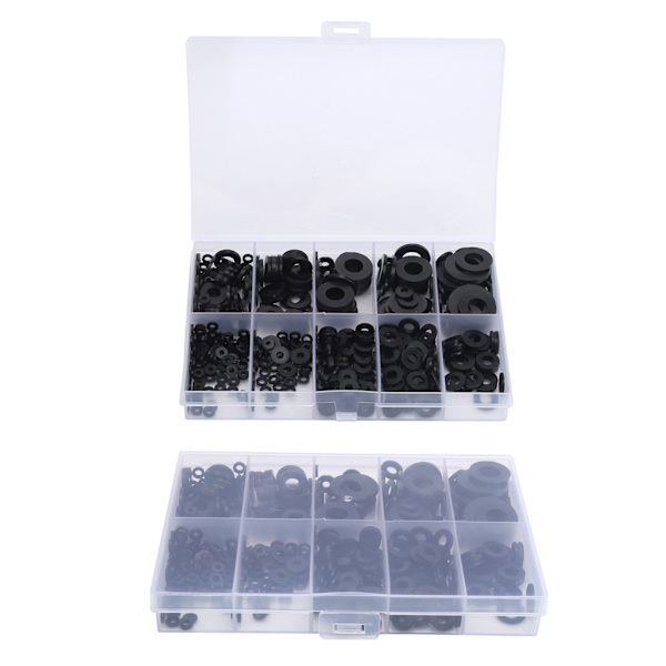 500 stk Nylonskiver Sort pakningssæt Industrielle forsyninger M2 M2.5 M3 M4 M5 M6 M8 M10