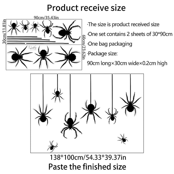 Ylisuuri Pelottava Hämähäkkiseinätarra Halloween-juhliin