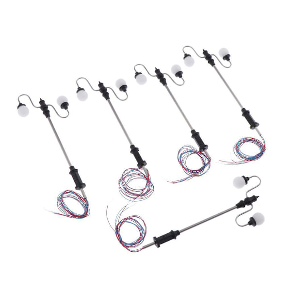 5kpl Mini Mallirautatie Junan Pylväs LED-katuvalot HO-mittakaava 1:100 B