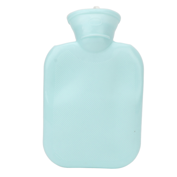 500 ml varmtvannspose Tykk myk PVC Trykkbestandig eksplosjonssikker bærbar varmtvannsflaske for hånd Rygghals Blå