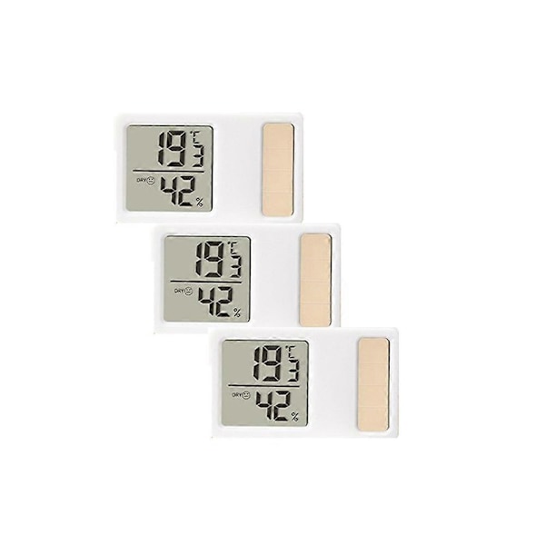 (Solar Mini Termohygrometer) tre Små Digitale Hygrometre Ambient Termometer Temperaturmåler og Fugtighedsmåler