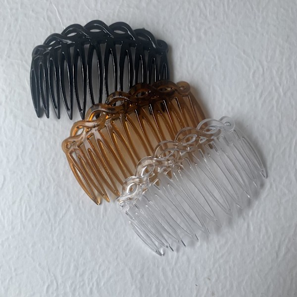 Franska sidohårkammar, set med 3 hårtillbehör i plast