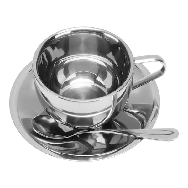 180 ml isoleret kaffekopsæt 304 rustfrit stål dobbeltvæggede krus te kop med underkop ske