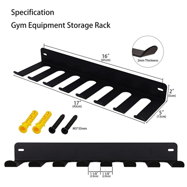 Gymställ Organizer Heavy Duty Motståndsband Förvaringsställ Gym Krokar för Skivstänger Band Roddhandtag