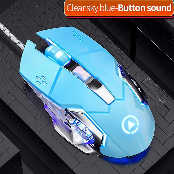 Tyst RGB Gamingmus - USB-ansluten - 6 Knappar Optisk - Datormus för Gamers Vit tyst