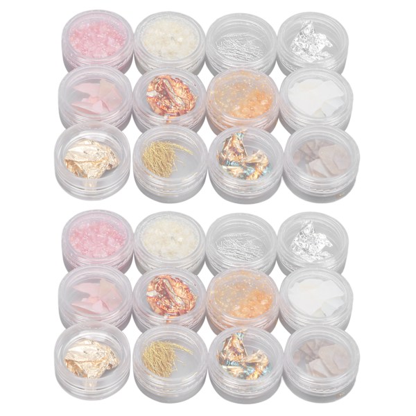 2 box guld silver nagelfolie Utsökt fashionabelt harts DIY unik formad spikstensdekoration