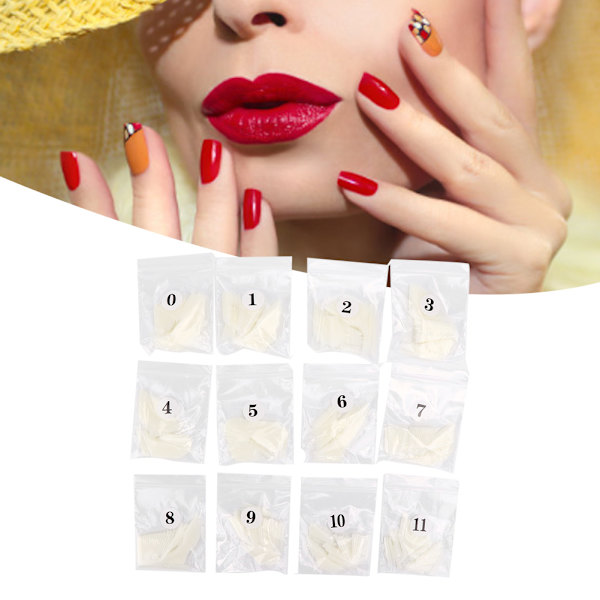 504 stk. Professionelle Bærbare Neglekunst Tip Falske Negle Patch DIY Manicure Værktøj Naturlig