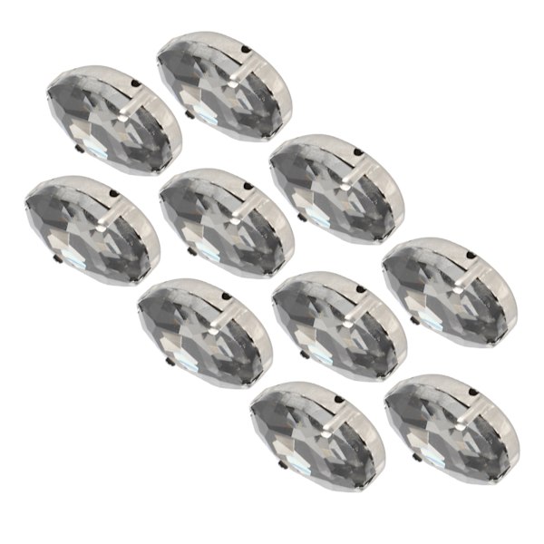 10 st sy på strass kristaller glänsande knappar dekoration för DIY hantverk kläder skor väskor 0,71 x 0,98 tum grå oval