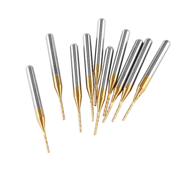 10 stk. Titanium Coat Tungsten Carbide End Mill Gravering Bits Fræser 3.175mmx1mm