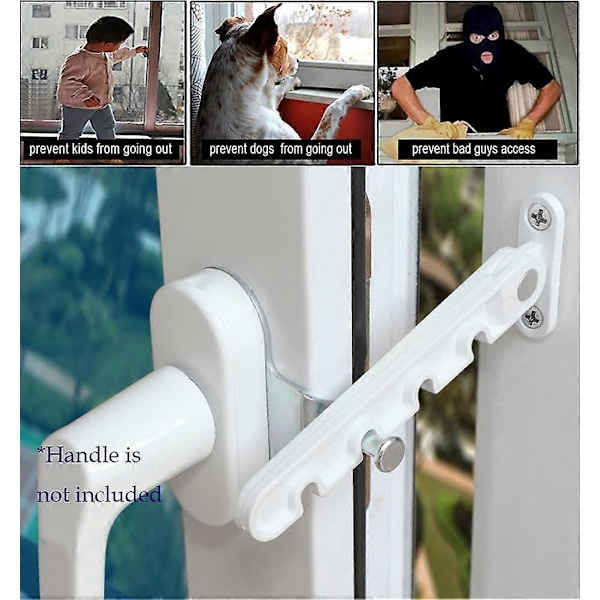 Sivulle avautuvan ikkunan rajoitin, vauvan turvalukko, puristussuoja, ikkunan tuuletusrajoitin, ulospäin aukeava UPVC-ikkunoille, puulle ja alumiinille