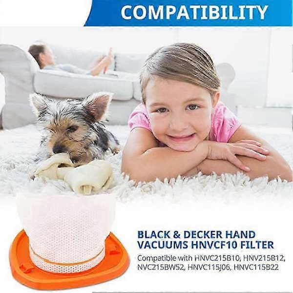 Vacuumfiltre kompatible med Black &Decker HNVC220BCP07 Dustbuster håndstøvsugere Dele HNVCF10 Robotstøvsuger C