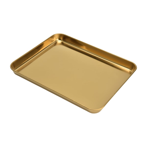 Rustfritt stål rektangulært brett flat bunn plate restaurant hjem Golden flat bunn brett