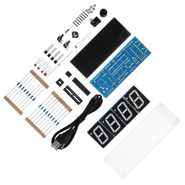 4-siffrig DIY Digital LED Klocka Kit Auto Visning Tid Temperatur Elektronisk DIY Kit Klocka - Vit