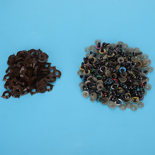 Mix Farve Plastik Sikkerhedsøjne med Vaskemaskine Tilbehør til DIY Håndværk Teddy Bear Dyredukker Puppet12mm