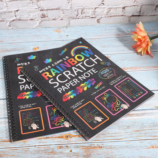 3st Scratch Paper Note Multicolor Rainbow Art Paper Card Barn Studenter Ritböcker