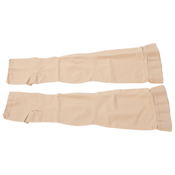3XL Beige kompressionsstrumpor med öppen tå Lår Hög 23-32 mmHg tålösa kompressionsstrumpor för åderbråck