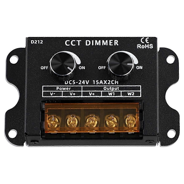 LED-ohjain DC 5-24V 15A himmennettävä CCT kaksivärinen lämpötila-LED