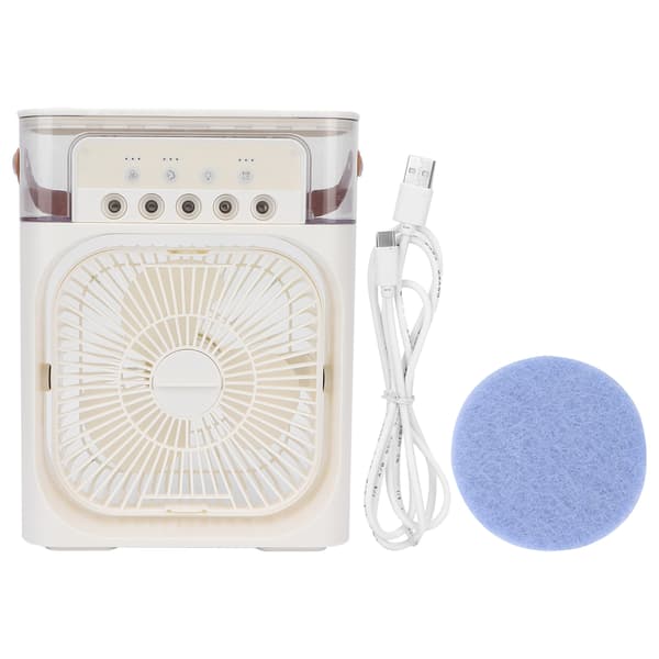 Bærbar Aircondition Ventilator Plast Tåge Befugter Ventilator Genopladelig Skrivebords Luftkøler Hvid