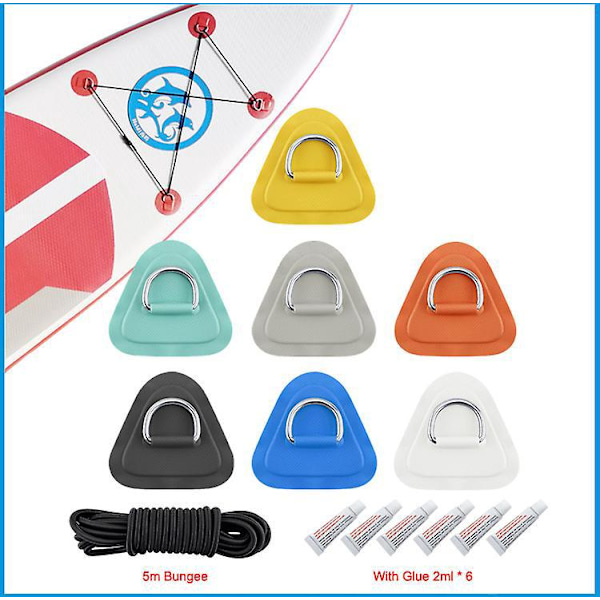 1 Sæt D Ring Pad PVC Patch Båd Dæk Rigging 2.5m Elastisk Bungee Reb Sæt Til Stand Up Paddle Board Sup Dæk Tilbehør Hvid