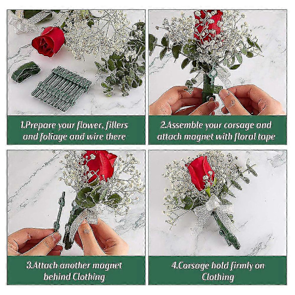 30 Par Blomster Boutonniere Magneter Corsage Brocher Magnet til Håndlavet Bryllup Brud Boutonnieres Corsage Blomster Pins_SZXM