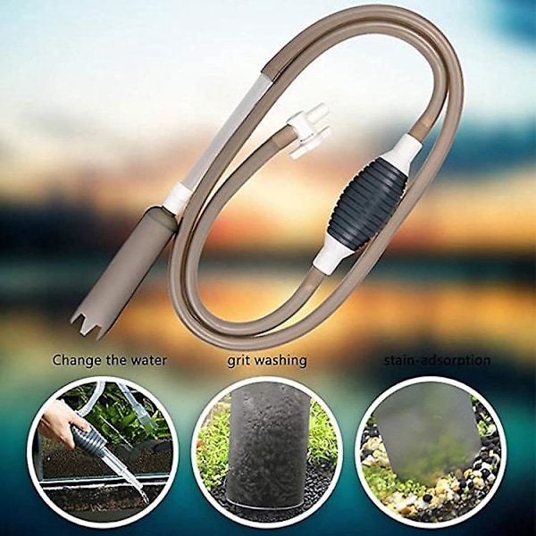 Akvarium vattenbytare sifon vattenrör pump sandtvätt urinoar manuellt rengöringsverktyg vattenpump