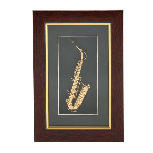 Mini Saxophone Vivid Attractive Decorative Particle Board Glass Metal Elegant Style Mini Instrument Picture Frame