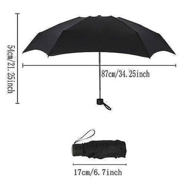 Svart Mini Pocket Paraply med anti-UV och vattentäta funktioner