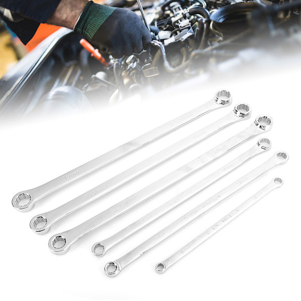 6 stk/sett Dodecagon Box End Wrench 45 # Stål Forlenge Dobbelthode Pentalobe Spanner Auto Repair 8-21mm