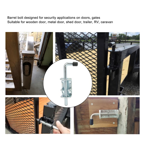 12x171mm RV Trailer Gate Fjederbelastet Låsestift Tønde Bolt Kulstofstål Galvaniseret til Brystdør Containerskab