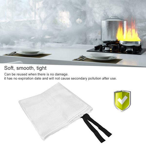 Nødbrandtæppe - glasfiber - køkken, camping, pejs, grill, bil - 1,2 m x 1,2 m