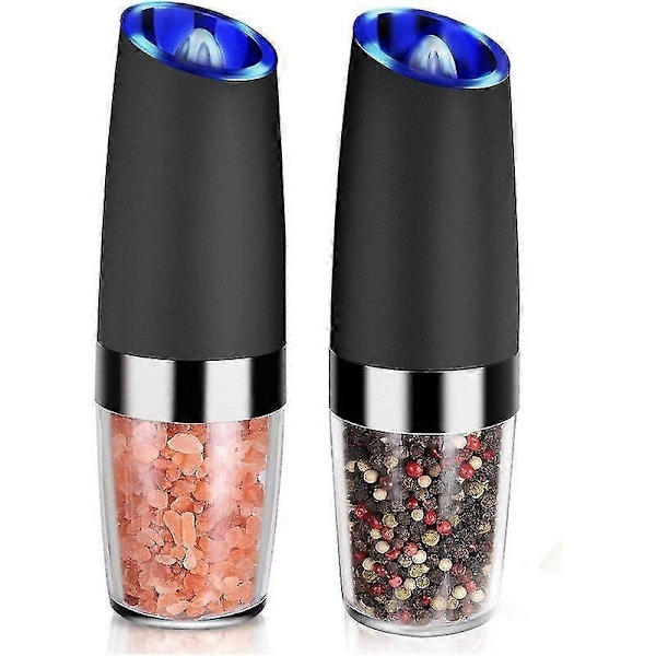 2 stk. Salt- og pepperkvern, elektrisk gravitasjonspepperkvern, elektrisk salt- og pepperkvern, batteriversjon
