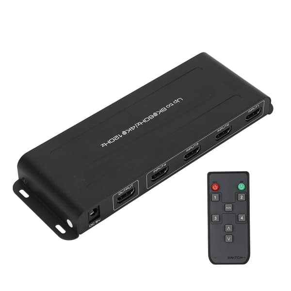 HD Multimedia Interface Switcher 4 Port Understøtter 8K 60Hz 4K 120Hz HDR HD Multimedia Interface Switcher 100‑240V UK Stik