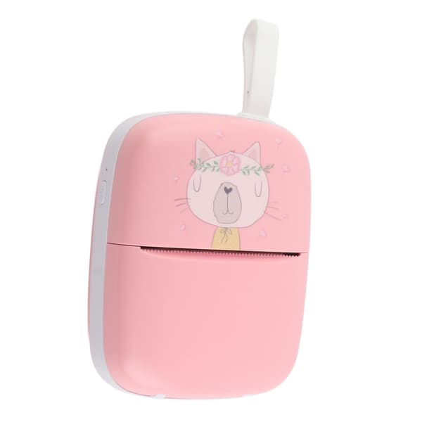 Lomme termisk skriver Mini HD Bluetooth blekkfri lommetelefonskriver for studenter Rosa