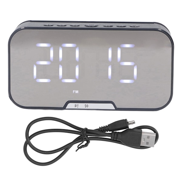 Spegelsalarmklocka Bluetooth-högtalare Uppladdningsbar digital väckarklocka Bluetooth-högtalare 7 dagars batteritid Avloppsljudkvalitet